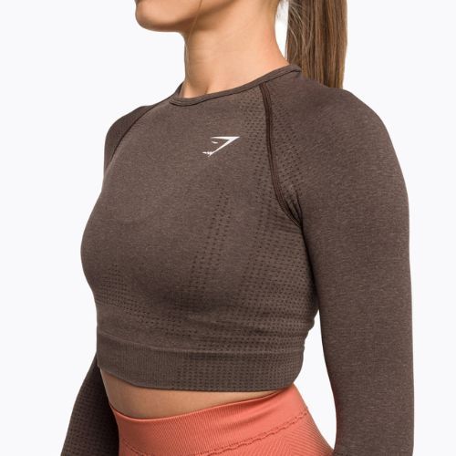 Damen Workout Langarm Top Gymshark Vital Seamless Crop Top penny brown marl