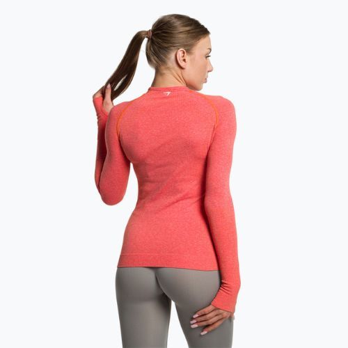 Damen Trainings-Langarmshirt Gymshark Vital Seamless Top rot/orange/weiß