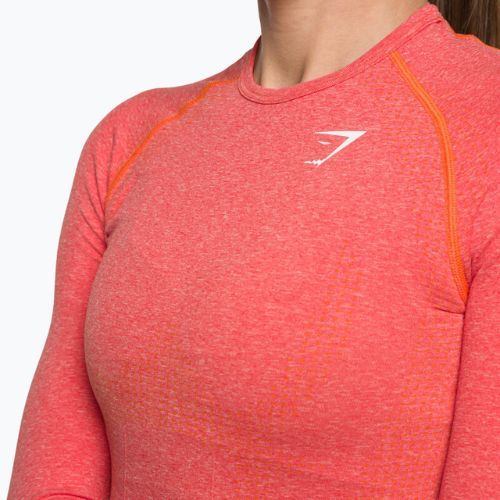 Damen Trainings-Langarmshirt Gymshark Vital Seamless Top rot/orange/weiß