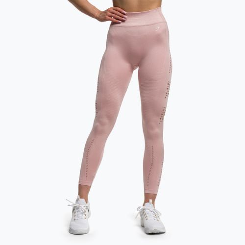 Damen Trainingsleggings Gymshark Flawless Shine Seamless rosa/weiß