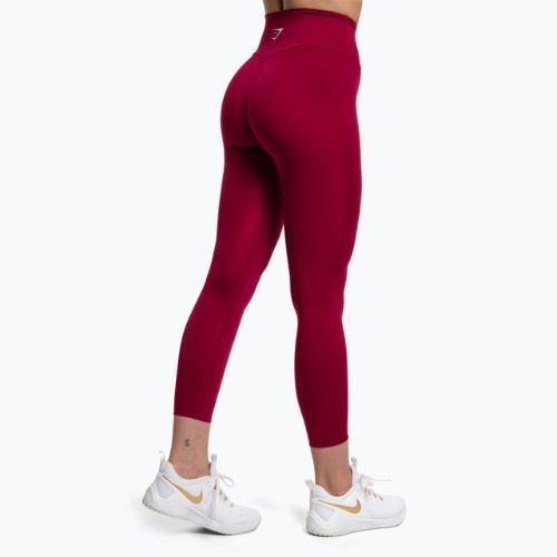 Damen Gymshark Training Full Lenght Leggings weinrot/weiß