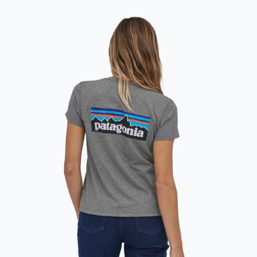 Damen Patagonia P-6 Logo Responsibili-Tee kiesiges Heidekraut Trekking-T-Shirt