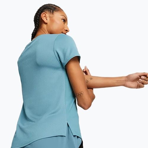 Damen-Trainings-T-Shirt PUMA Fit Logo Ultrabreathe Fettblau/Schnellgrün