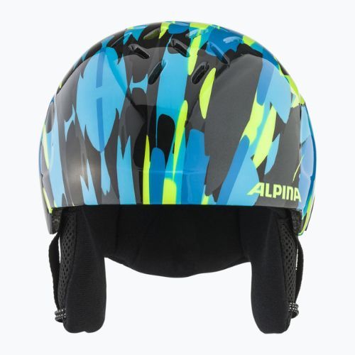 Alpina Pizi Kinderskihelm neon blau/grün glänzend