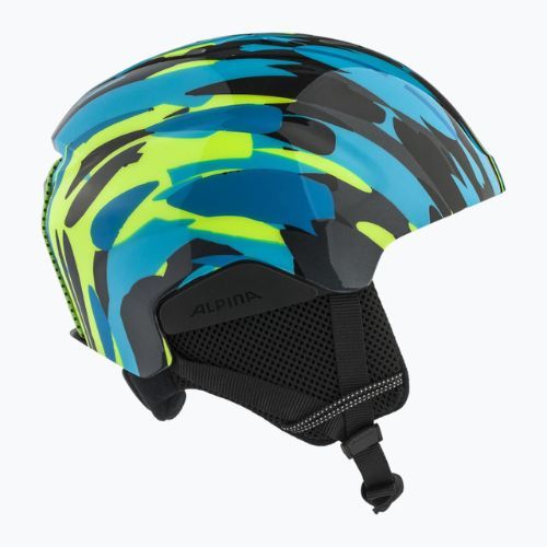 Alpina Pizi Kinderskihelm neon blau/grün glänzend