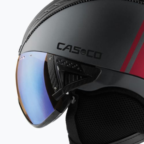 Skihelm CASCO SP-2 Photomatic Visier strukturiert arsenic grau / rot