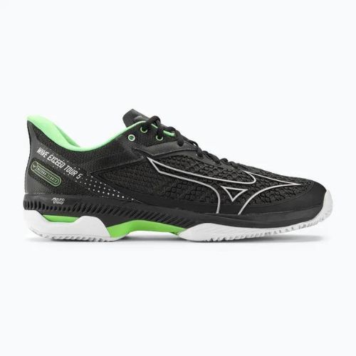 Herren Tennisschuhe Mizuno Wave Exceed Tour 5 CC schwarz / silber / techno grün