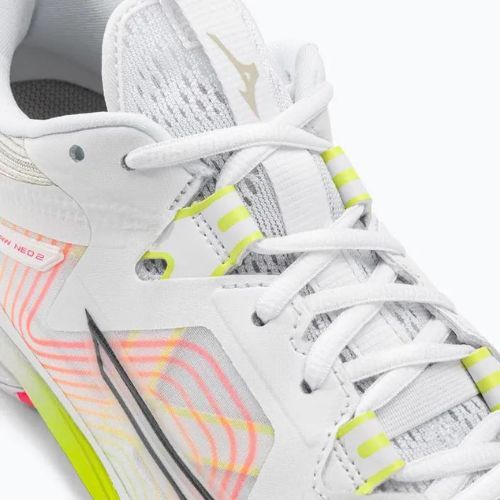 Herren Badmintonschuhe Mizuno Wave Claw Neo 2 weiß / lunar rock / high vis pink