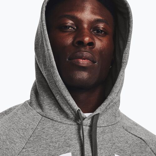 Herren Under Armour Rival Fleece Logo HD castlerock light heather/white Hoodie