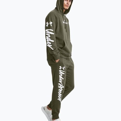 Under Armour Herren Kapuzenpulli Rival Fleece Graphic HD marine von grün/weiß