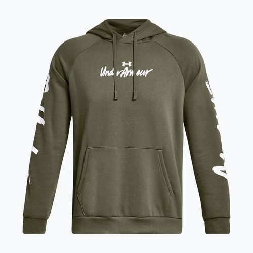 Under Armour Herren Kapuzenpulli Rival Fleece Graphic HD marine von grün/weiß