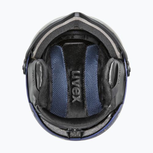 Damen-Skihelm UVEX Wanted Visor WE fleece sparkles/gold matt/mirror gold smoke