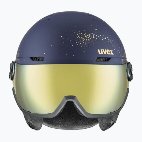 Damen-Skihelm UVEX Wanted Visor WE fleece sparkles/gold matt/mirror gold smoke