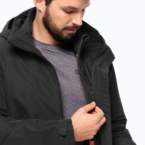 Jack Wolfskin Herren Regenjacke Lapawa Ins schwarz