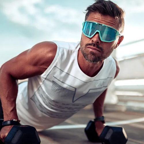 Bliz Fusion Nano Optics Nordic Light S2 Fahrradbrille matt türkis/begonien/violett blau multi