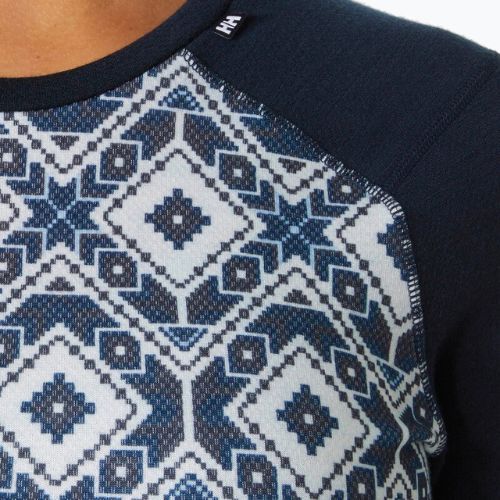 Damen-Thermoaktivshirt Helly Hansen Lifa Merino Midweight Graphic Crew navy star pixel