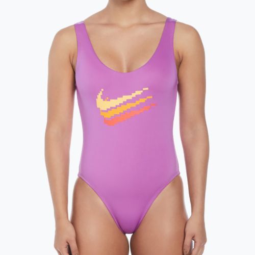 Einteiliger Damen-Badeanzug Nike Multi Logo U-Back fuchsia dream