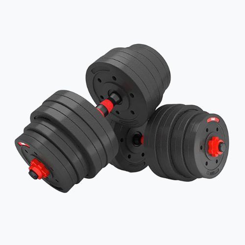 HMS SGP40 40kg schwarz/rot Kurzhantelset mit Langhantelanschluss