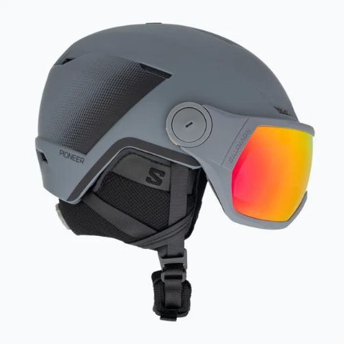 Salomon Pioneer LT Visor S2 Skihelm Ebenholz/Rot