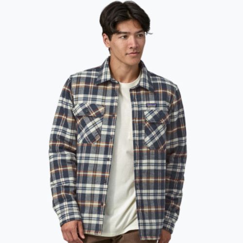 Herren Patagonia isoliert Bio-Baumwolle MW Fjord Flanell Felder/neue Marine Hemd