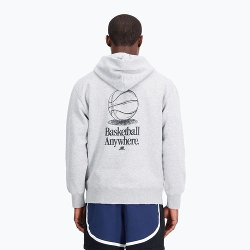Herren New Balance Hoops Fleece Hoodie sportlich grau