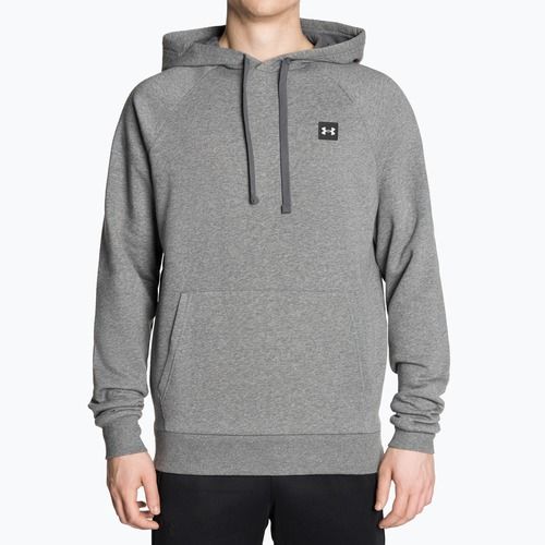 Männer unter Rüstung Rival Hoodie Pech grau Licht heather/onyx weiß Sweatshirt