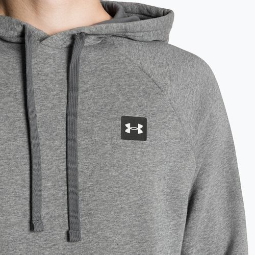 Männer unter Rüstung Rival Hoodie Pech grau Licht heather/onyx weiß Sweatshirt