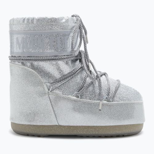 Damen Moon Boot Icon Low Glitter silberne Schneestiefel
