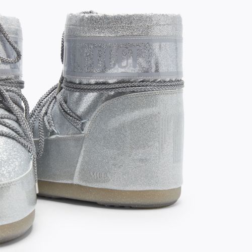 Damen Moon Boot Icon Low Glitter silberne Schneestiefel