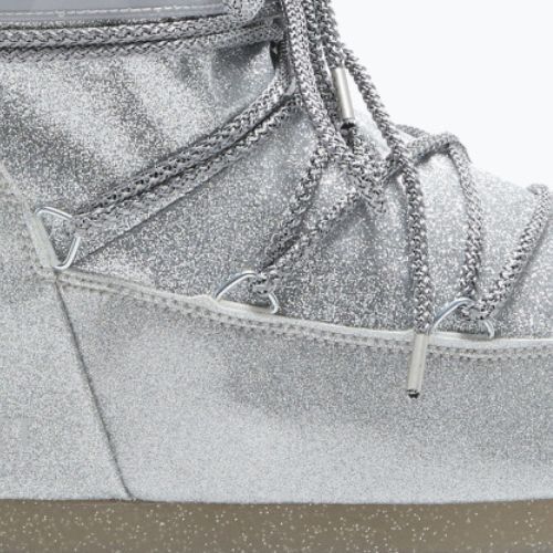 Damen Moon Boot Icon Low Glitter silberne Schneestiefel