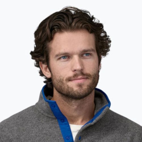 Herren Patagonia LW Synch Snap-T P/O nickel w/Passage blau Trekking Sweatshirt