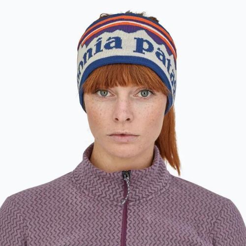 Damen-Stirnband Patagonia Powder Town fitz roy sunrise stricken/Birke weiß