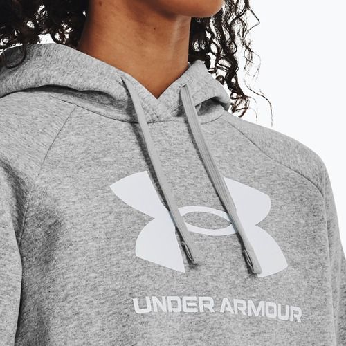 Under Armour Damen Sweatshirt Rival Fleece Big Logo Hoody mod grau hell heather/weiß