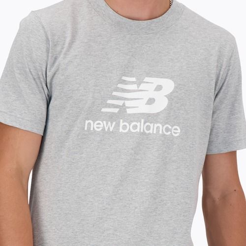 Herren New Balance Stacked Logo athletisches graues T-shirt