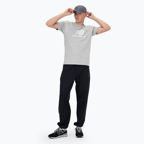 Herren New Balance Stacked Logo athletisches graues T-shirt