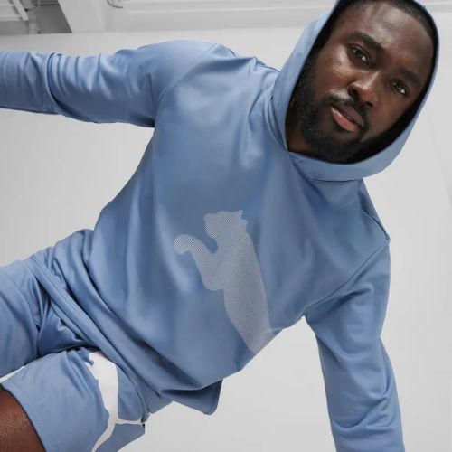 Training Sweatshirt Hoodie Herren PUMA Train All Day Big Cat Hoodie zen blue