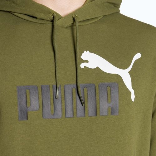 Herren Hoodie Sweatshirt PUMA Essentials+ Two-Tone Big Logo Hoodie TR olive green