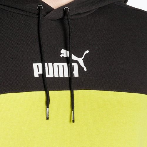 Herren Sweatshirt PUMA ESS+ Block Hoodie TR puma schwarz/lime sheen