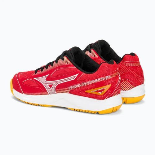 Mizuno Stealth Star 2 Jr Kinderhandballschuhe strahlend rot/weiß/carrot curl