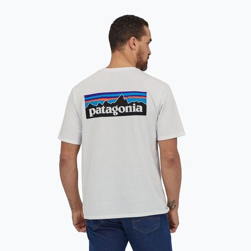 Herren Patagonia P-6 Logo Responsibili-Tee Trekking-T-Shirt weiß