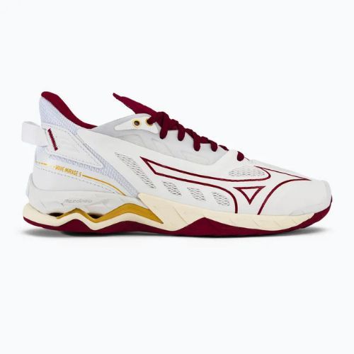 Handballschuhe Damen Mizuno Wave Mirage 5 white/cabernet/mp gold