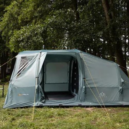 Aufblasbares 6-Personen Campingzelt KADVA AIRcamp 6.24 grün