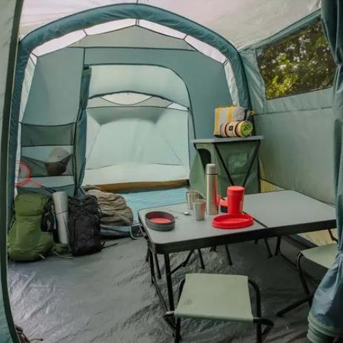 Aufblasbares 8-Personen Campingzelt KADVA AIRcamp 8.44 grün