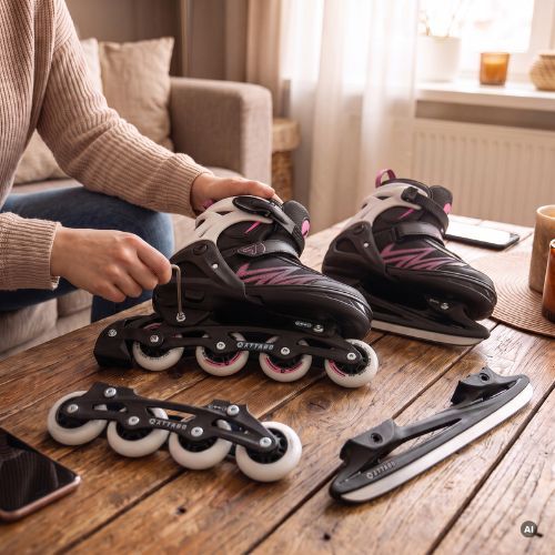 ATTABO 2-in-1 Schlittschuhe für Kinder Kylo rosa