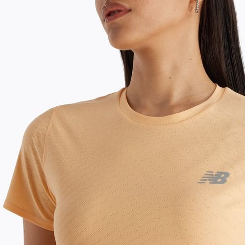 Damen New Balance Jacquard Slim Laufshirt Pfirsichblüte
