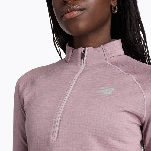 Lauf Longsleeve Damen New Balance Athletics Heat Grid 1/2 Zip ice wine heather