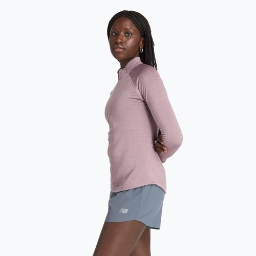 Lauf Longsleeve Damen New Balance Athletics Heat Grid 1/2 Zip ice wine heather