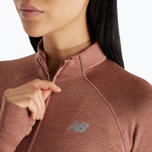 Lauf Longsleeve Damen New Balance Athletics Heat Grid 1/2 Zip sPaarrow heather