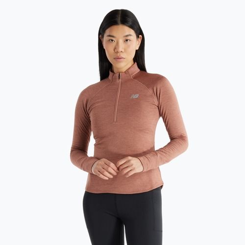 Lauf Longsleeve Damen New Balance Athletics Heat Grid 1/2 Zip sPaarrow heather