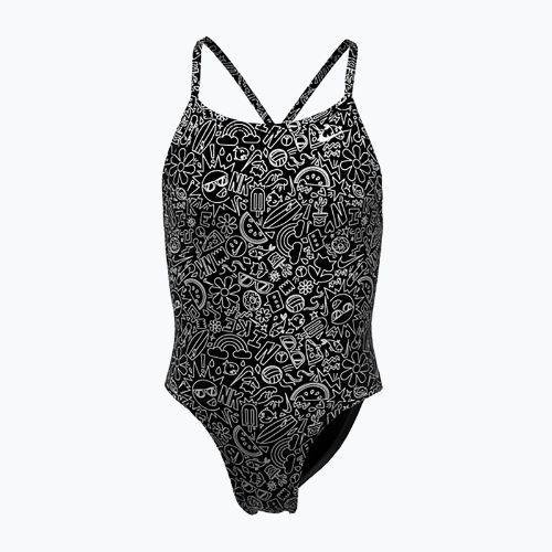 Einteiliger Schwimmanzug Kinder Nike Hydrastrong Charms Multi Print Lace Up Back black